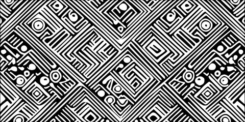 Abstract seamless  black  pattern with geometric figures  on white background in abstract style vector illustration