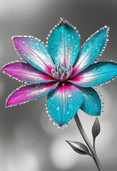 Obraz premium Colorful fantasy flower with dew drops, perfect for nature, beauty, wellness and design projects