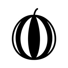 Minimalist vector illustration of a round, ribbed melon with a small stem