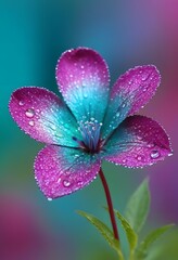 Fototapeta premium Colorful fantasy flower with dew drops, perfect for nature, beauty, wellness and design projects