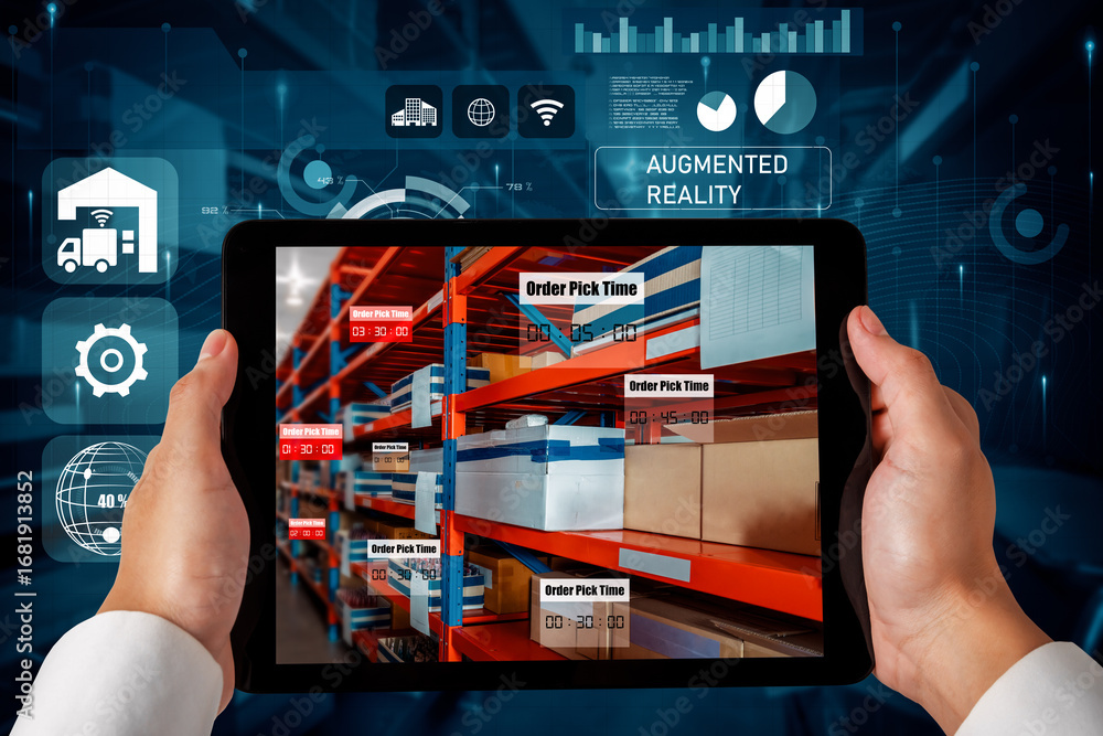 Poster smart warehouse management system using augmented reality technology to identify package picking and