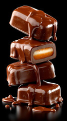 Obraz premium Chocolate sobre fondo negro