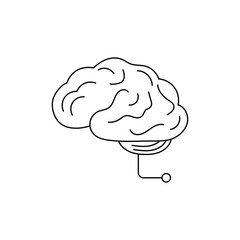 Minimalistic vector brain icon with neural connections, modern line style for AI, science, and education projects.