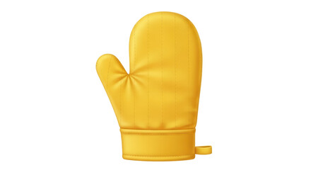 Isolated yellow oven mitt, heat protective glove used for kitchen cooking and baking