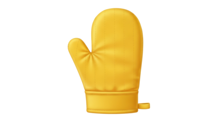 Isolated yellow oven mitt, heat protective glove used for kitchen cooking and baking