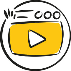 Illustration of video play button on a screen isolated on white background, representing online content, media streaming, and digital marketing for social network communication and entertainment