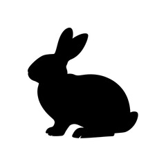 Obraz premium Rabbit Silhouette Vector � Sitting Bunny Outline Illustration