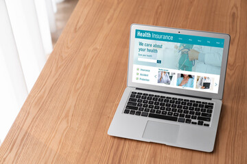 Fototapeta premium Health insurance web site modish registration system for easy form filling