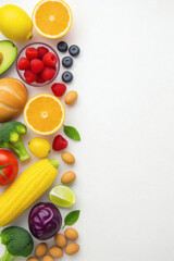 Vibrant fruits and vegetables create a stunning border for your healthy message