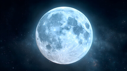 Fototapeta premium Blue moon in the night sky. Super blue full moon night sky. 
