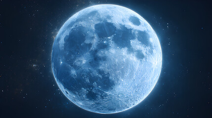 Fototapeta premium Blue moon in the night sky. Super blue full moon night sky. 