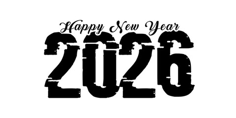 Happy new year 2026 text design for brochure design template card banner vector illustration.