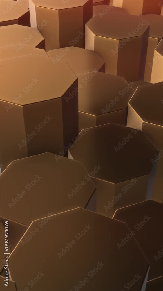 Aufkleber abstract golden hexagonal columns forming geometric futuristic structure in 3d