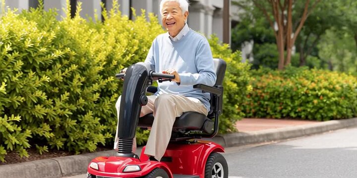 Senior citizen on a personal mobility scooter
