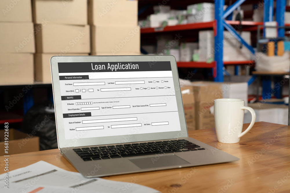 Poster online loan application form for modish digital information collection on the internet network