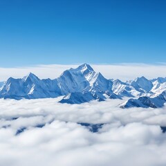 Obraz premium Majestic snowcapped mountains towering above a sea of clouds