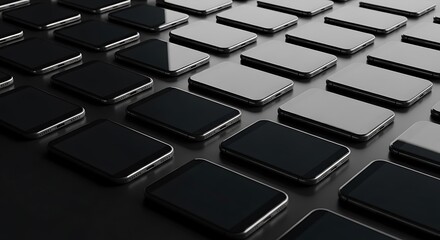 Obraz premium Pattern of smartphones in alternating black and white