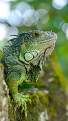 Fototapeta premium Green iguana on a tree