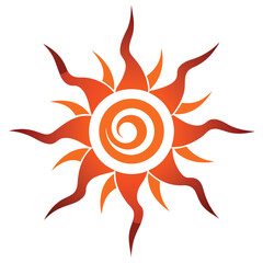 Abstract Tribal Sun Tattoo Vector Illustration