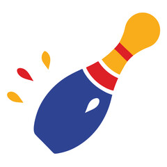 Bowling Pin Knocked Over Flat Vector Design
