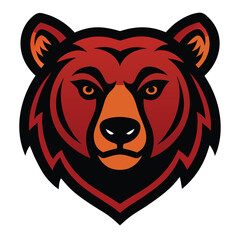 Flat Color Tribal Bear Head Tattoo Illustration