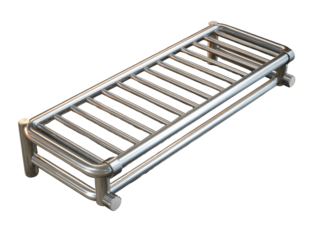 Rectangular metal towel rack,  smooth, brushed finish