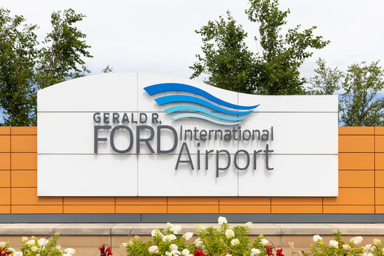 Grand Rapids, MI, USA - August 30, 2025: Gerald R. Ford International Airport is an airport in Cascade Township and owned by Kent County Board of Commissioners.