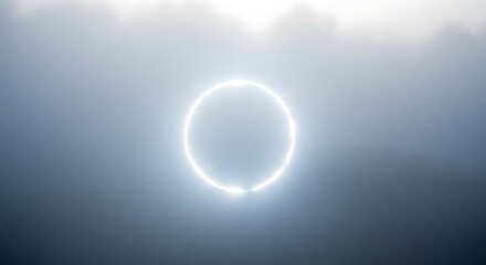 Subtle light beam forming a globe shape in misty background