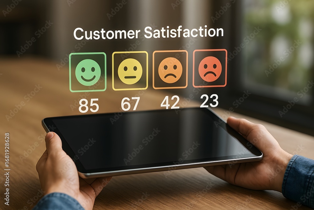 Poster analyzing customer satisfaction using digital feedback