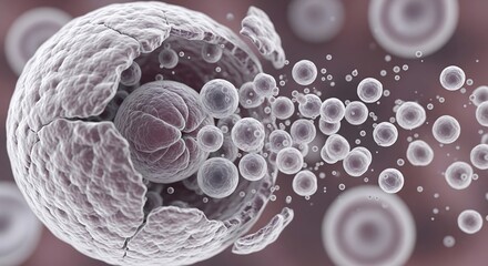 Microscopic 3D rendering of a nanoparticle releasing its payload for targeted drug delivery in medical therapy and scientific research