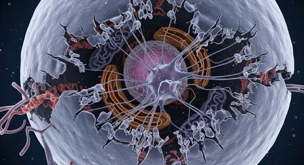 Scientific Exploration, Cellular Structures, Microcosm, Digital Illustration, Futuristic Environment, Close-up, Advanced Biology Concepts