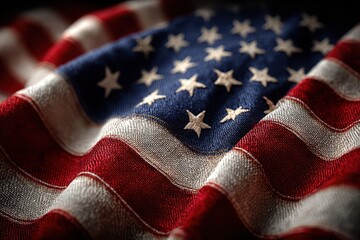 Stars and stripes of the American flag draping gracefully in natural light during a patriotic celebration