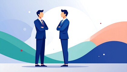 Obraz premium Two businessmen standing facing each other