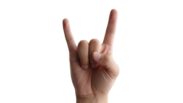 Rock and Roll Hand Gesture: PNG, isolated, transparent