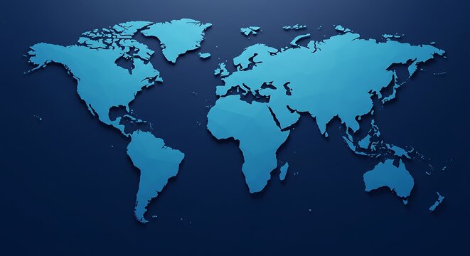 World Map Blue Background.