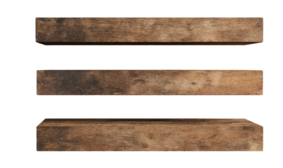 Three weathered wooden beams, stacked vertically.  Each beam shows signs of age and use