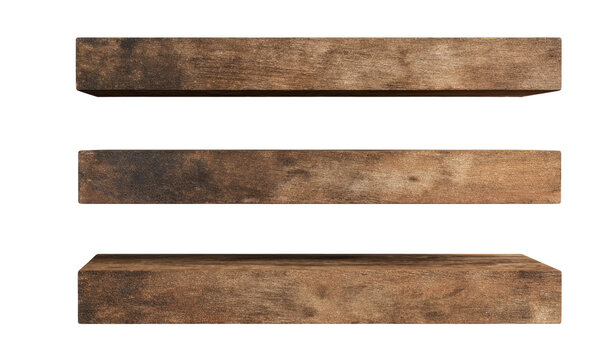 Three weathered wooden beams, stacked vertically.  Each beam shows signs of age and use - Powered by Adobe