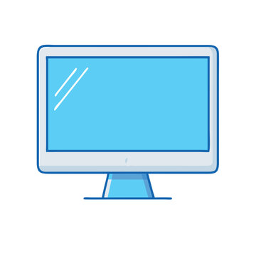 Modern cartoon style computer screen with a simple and vibrant design