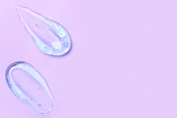 Samples of scrub on lilac background