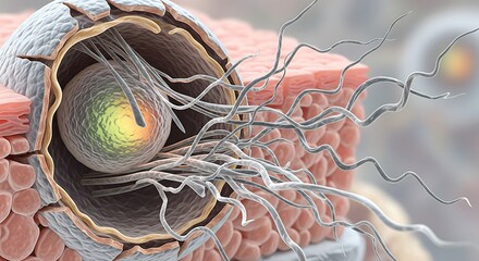Action of Sperm Cells, Microscopic Environment, Science Illustration, Cellular Biology, Intricate Detail, 2025