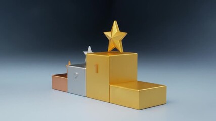Golden podium with stars celebrates achievement and victory; top honors awarded for excellence and success