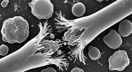 Microscopic Analysis of Cellular Structures, Science, Laboratory, Image, Digital Environment, Close-Up View, Biological Research