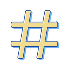 Obraz premium A stylized, shadowed hashtag symbol illustration in beige and blue colors