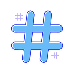 Obraz premium Simple stylized depiction of a light blue hashtag symbol with rounded edges