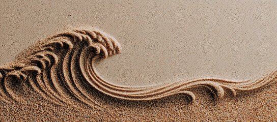 Obraz premium Ocean Wave Crest Sand Art in Minimalist One-Line Design