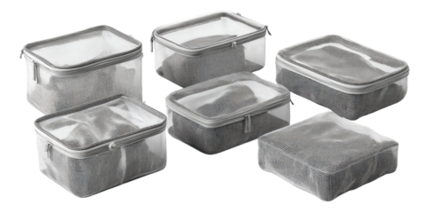 Gray mesh zippered storage containers