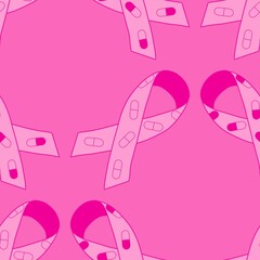 Breast cancer month seamless pink ribbon day mammogram pattern for medical accessories and medicine textiles