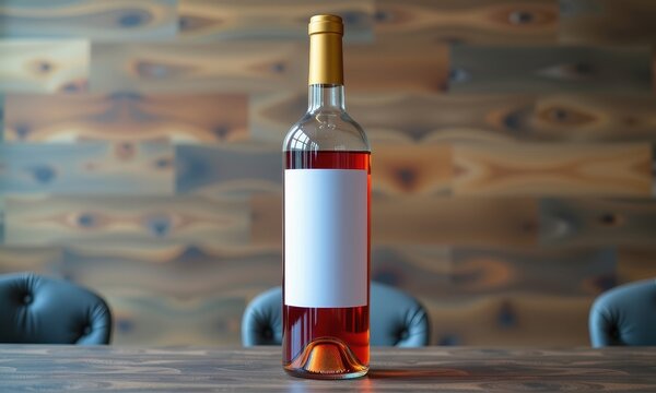 Elegant empty wine bottle with blank label, ready for your design or branding, packaging, glass