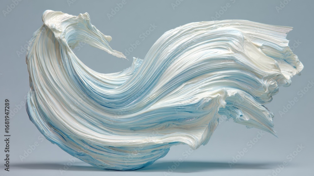 Poster Blue and white strokes create a dynamic visual of fluidity and motion with textured patterns on a simple background.