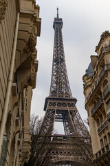 Obraz premium Eiffel Tower framed by Paris buildings 